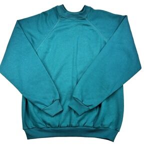 Vintage Tultex Sweatshirt Adult Blank Crewneck Pullover 90s Essential Teal Large